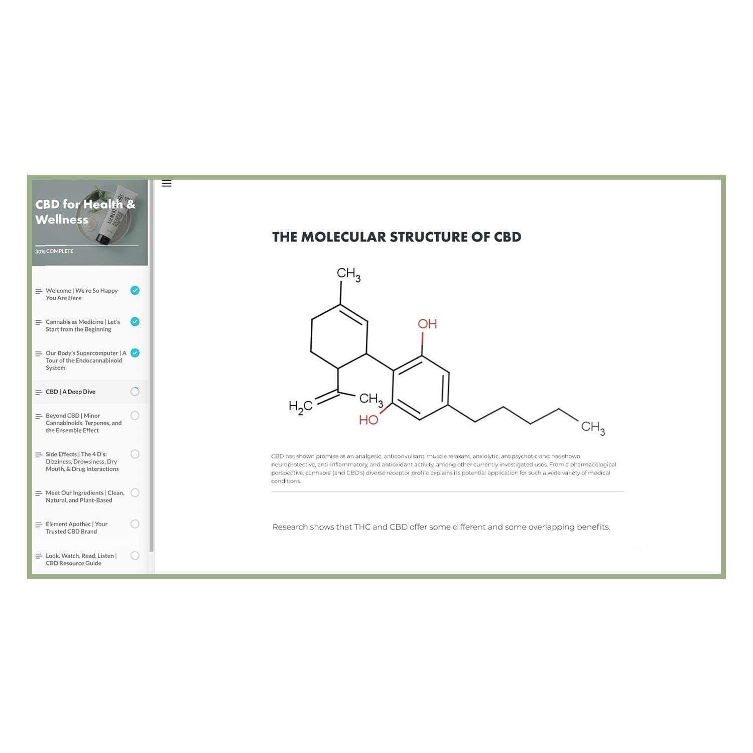 Online Education Course | CBD For Health & Wellness - Element Apothec